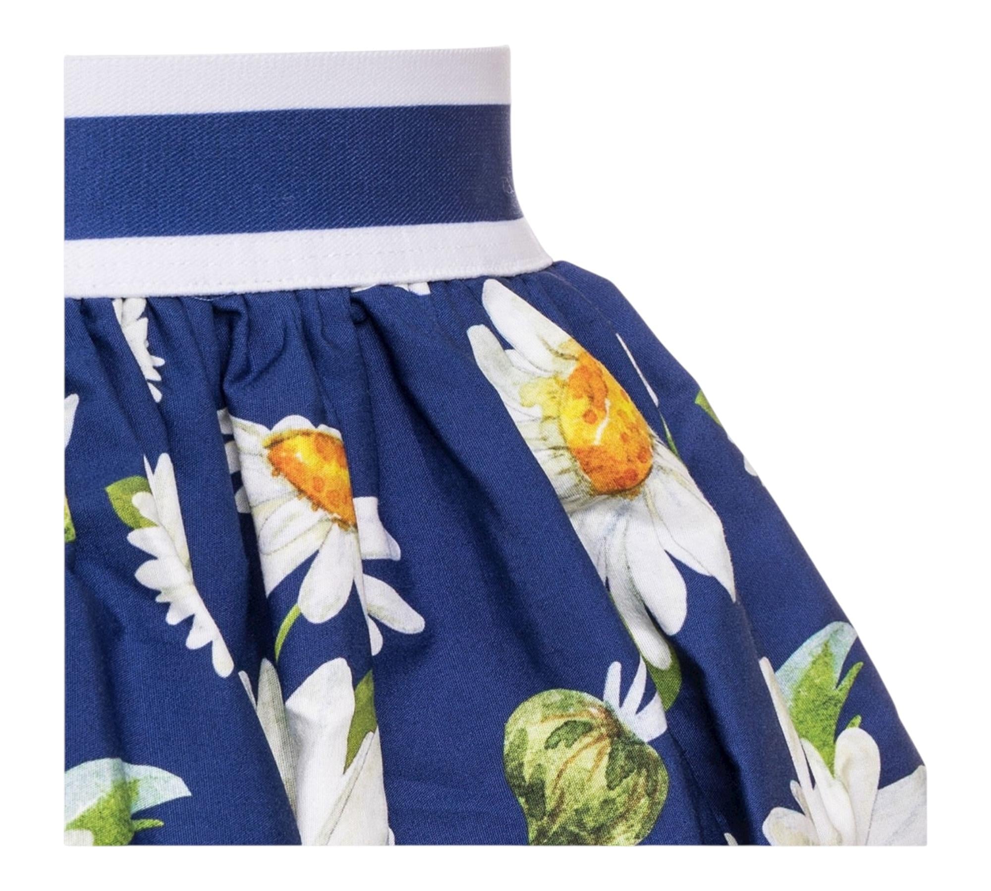 Monnalisa Gonna Tinta Unita Fantasia Margherite per Bambina 113701 BLU MONNALISA 