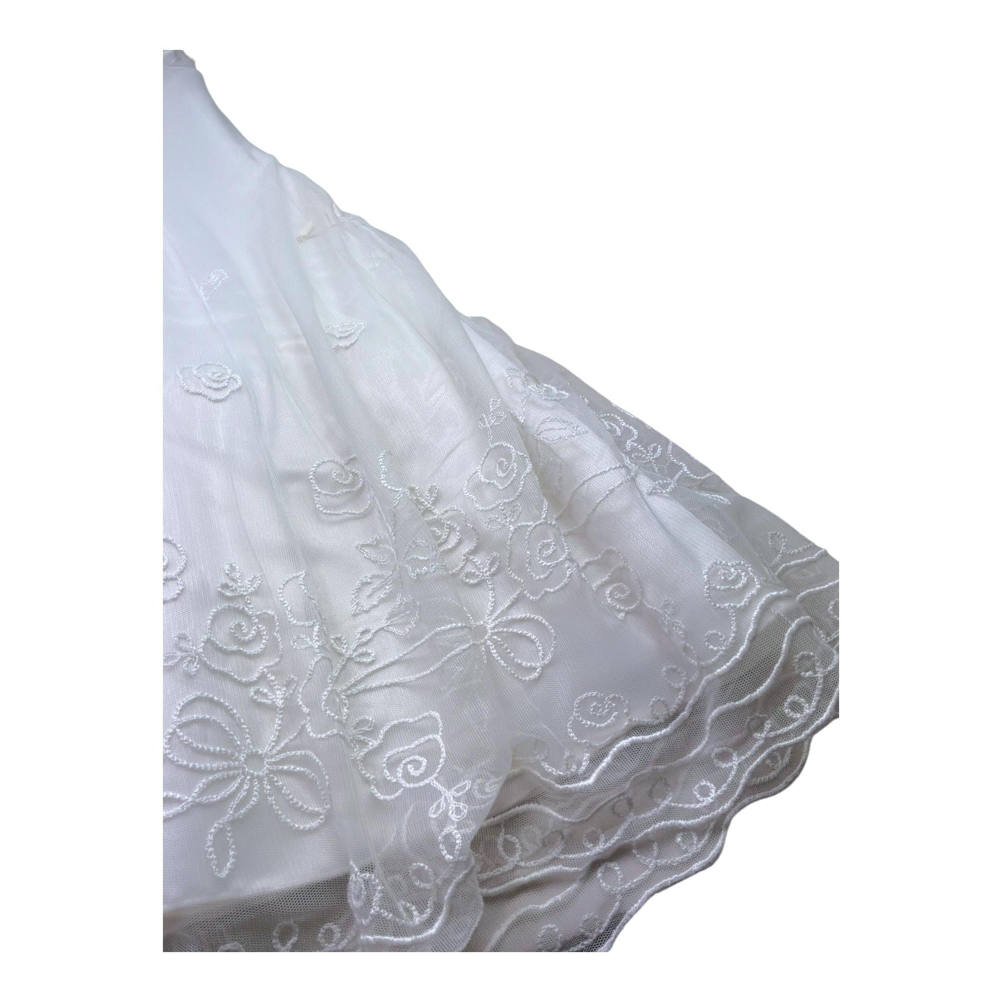 Monnalisa Abito Cerimonia Tinta Unita con Ricami per Bambina 715907 PANNA MONNALISA 