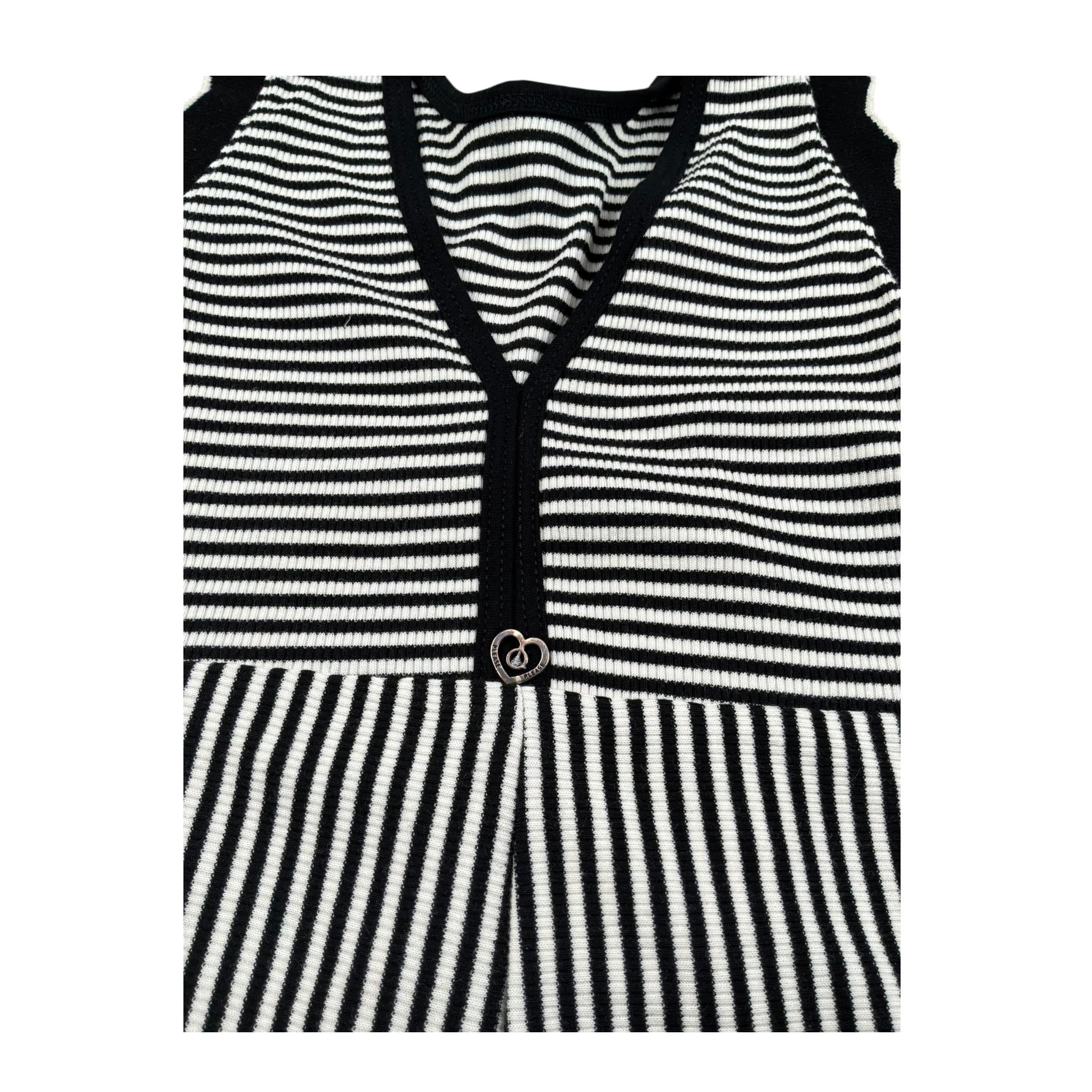 Please Tuta Intera Giromanica Fantasia A Righe per Bambina TC09071G71 BIANCO/NERO PLEASE 