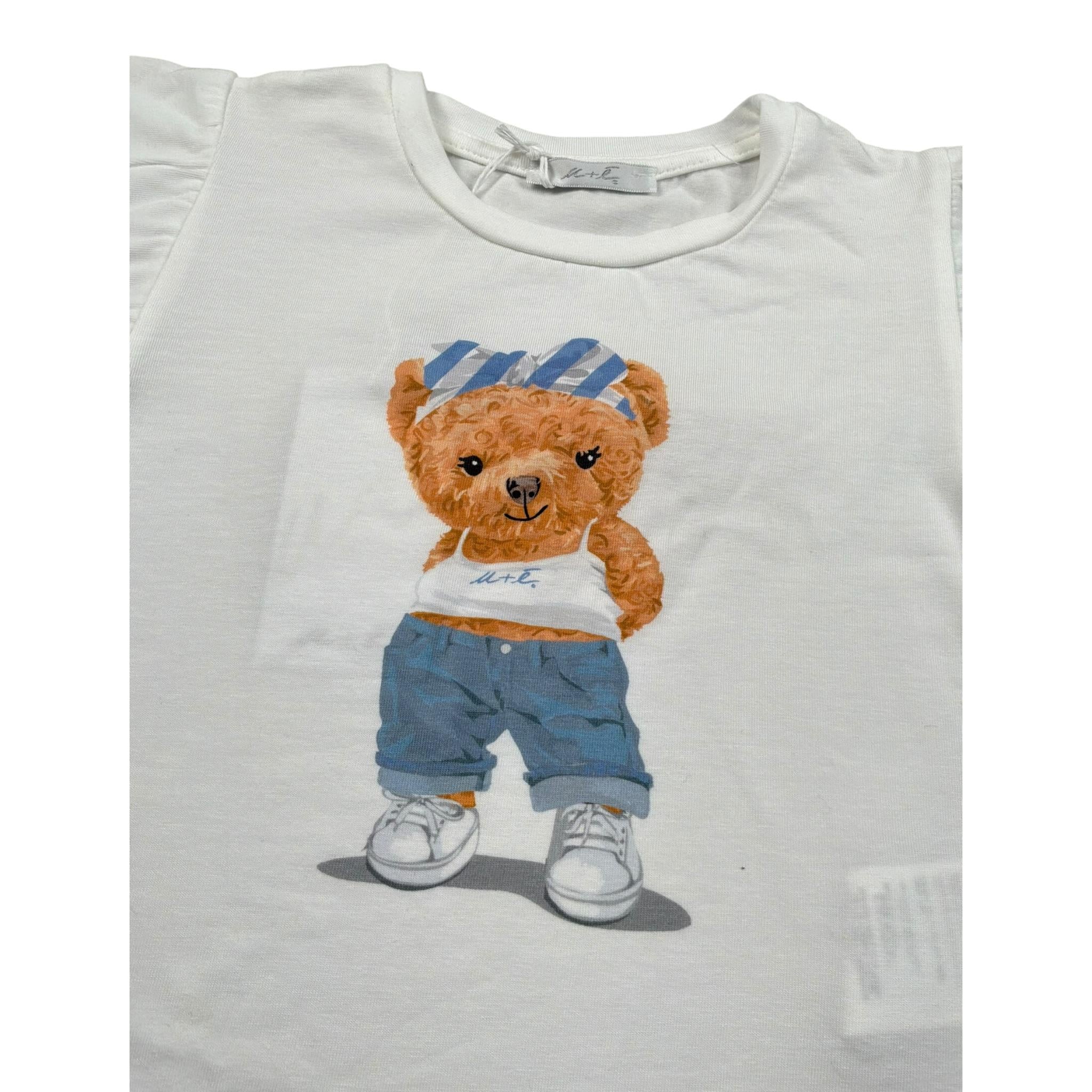 M+E' T-Shirt Girocollo tinta unita con Stampa Bianco per Bambina UE1276J BIANCO M+E' 
