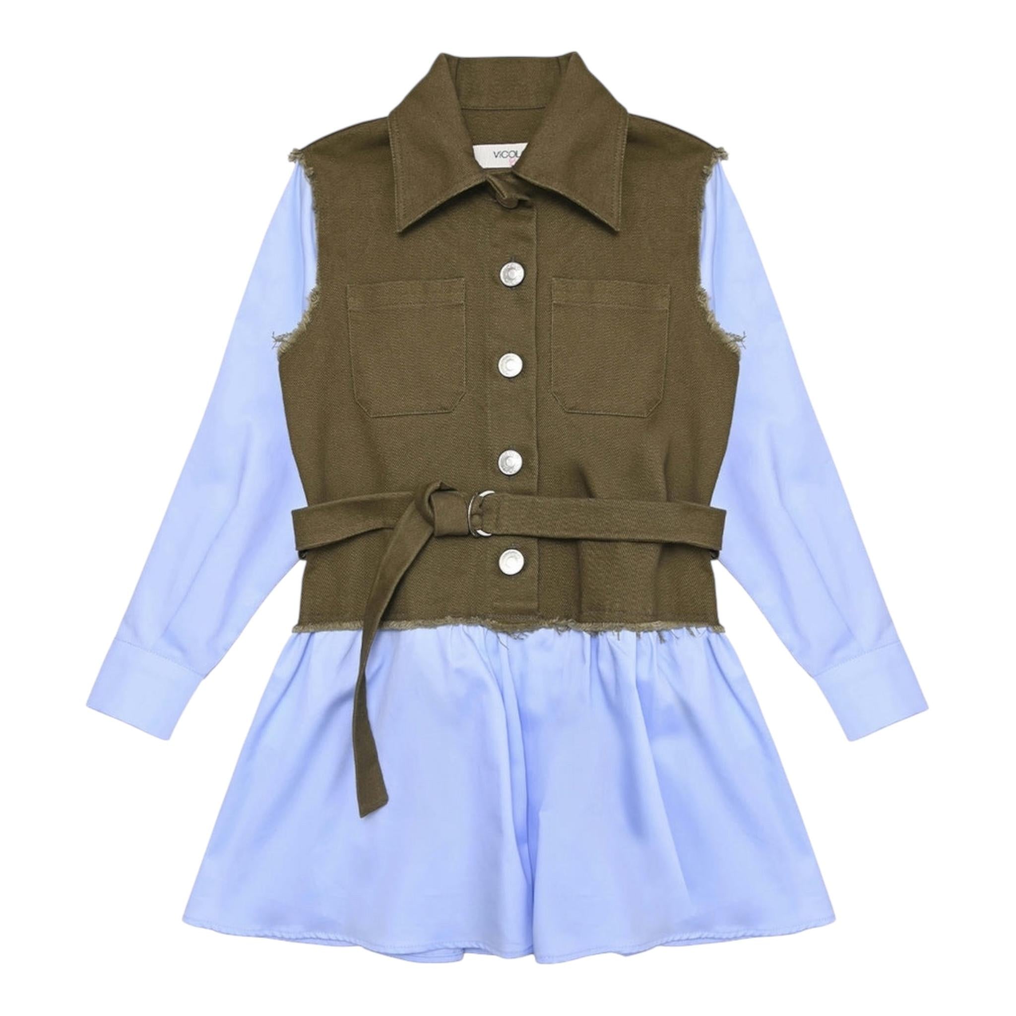 VICOLO abito manica lunga con finto gilet Verde/azzurro per Neonata 3141V00049NX VERDE/AZZURRO VICOLO 