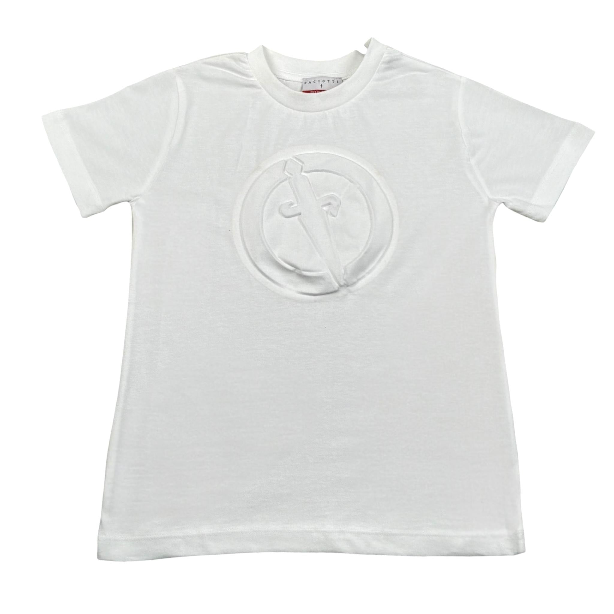 Cesare Paciotti T-Shirt Girocollo Tinta Unita con Stampa per Bambino TSP5114J BIANCO CESARE PACIOTTI 