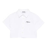 Moschino Camicia Mezza Manica Tinta Unita con Stampa per Bambina HDC024X BIANCO MOSCHINO 