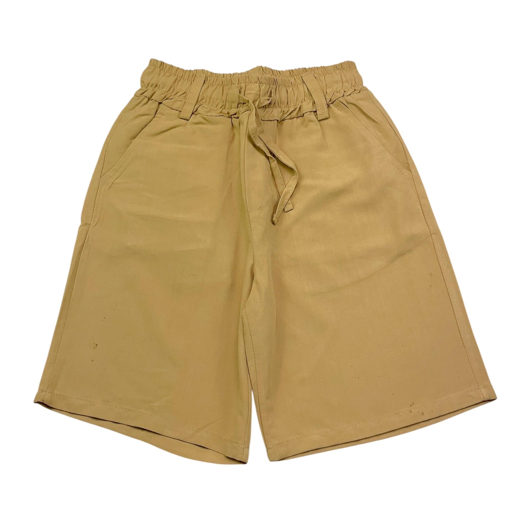 Never Too Bermuda Tinta Unita con Elastico In Vita per Bambino NT1675B BEIGE NEVER TOO 