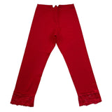 Monnalisa Leggins Tinta Unita con Ricami per Bambina 117402A1 ROSSO MONNALISA 