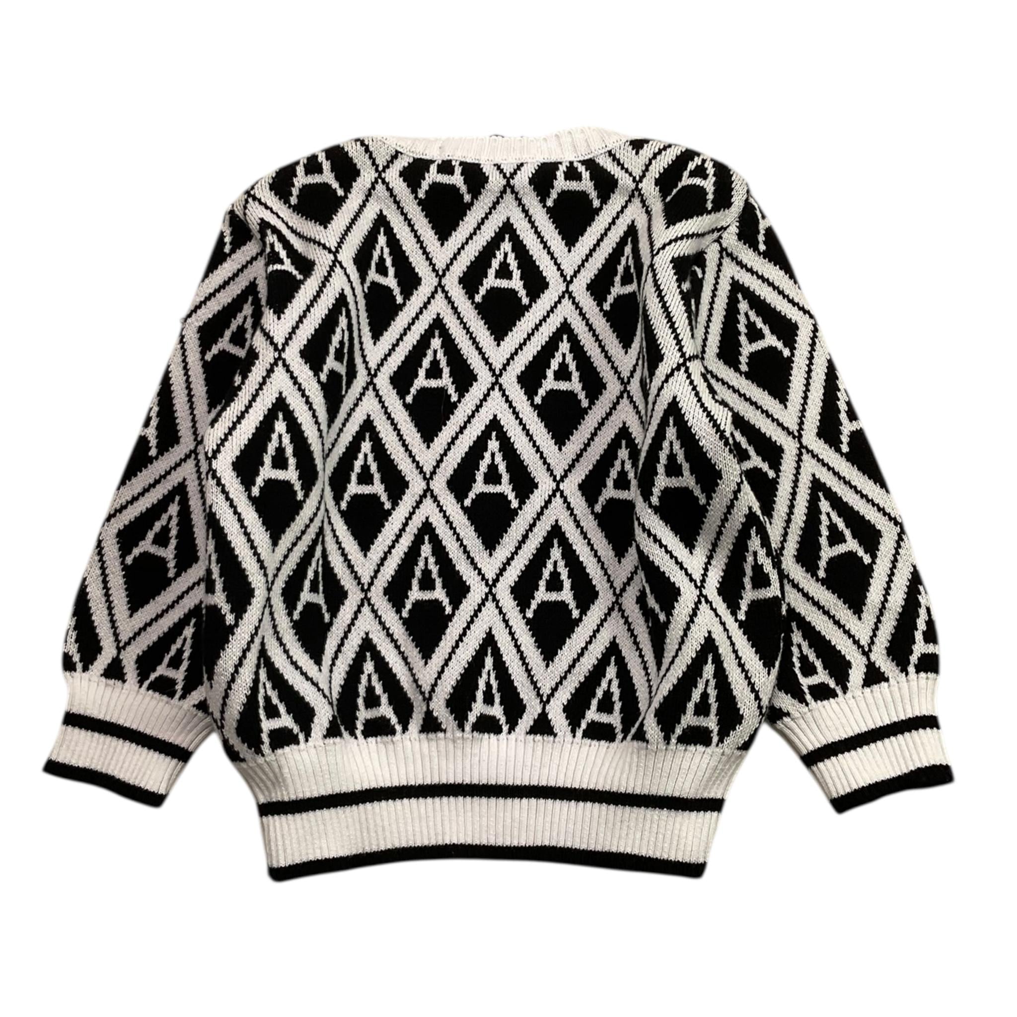 DANIELE ALESSANDRINI maglia girocollo tinta unita con fantasia rombi Bianco per Neonato 1291W00047 BIANCO DANIELE ALESSANDRINI 