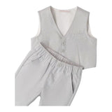 Mini Banda Completo 3 Pezzi Pantalone-Gilet -Giacca Tinta Unita per Neonato 38818 GRIGIO MINI BANDA 