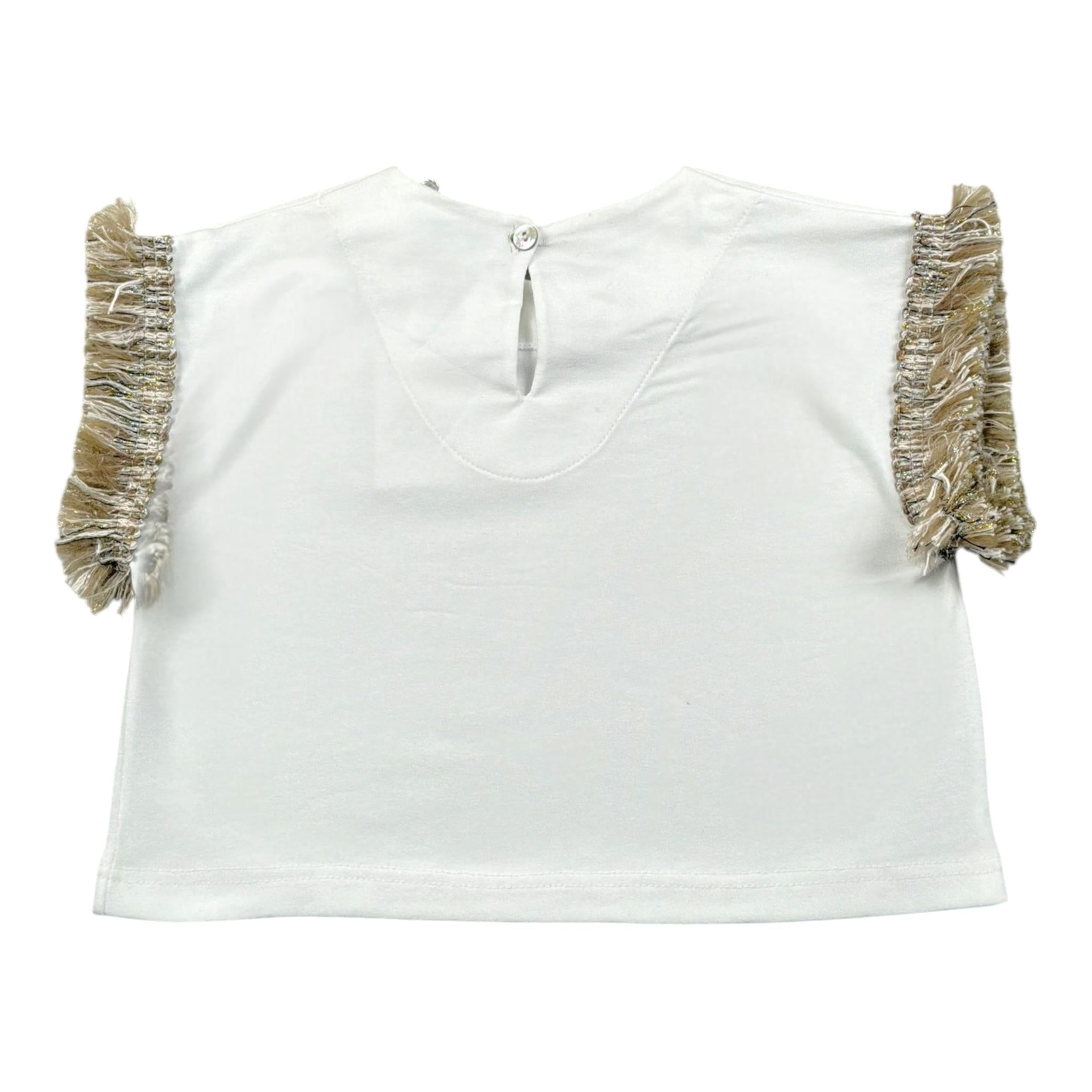 Magil T-Shirt Tinta Unita con Frange per Neonata FN26165 BIANCO MAGIL 