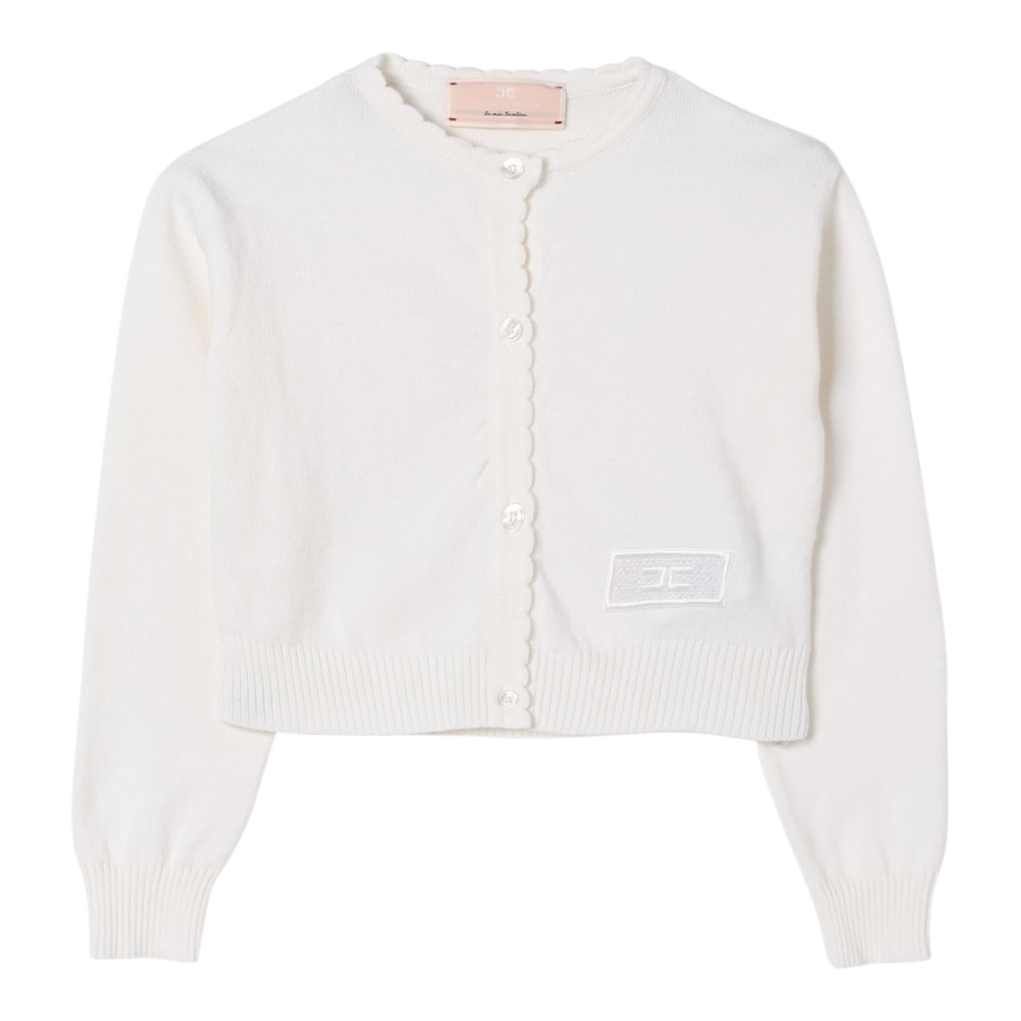 Elisabetta Franchi Cardigan Tinta Unita con Stampa Logo per Bambina EFMA163 PANNA ELISABETTA FRANCHI 