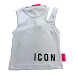 Icon Canotta Tinta Unita con Logo per Bambina IGTP00596 BIANCO ICON 