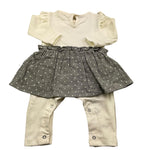 PETIT INDI tutina manica lunga tinta unita con gonna in contrasto Panna per Neonata AW24B0103 PANNA PETIT INDI 