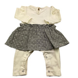 PETIT INDI tutina manica lunga tinta unita con gonna in contrasto Panna per Neonata AW24B0103 PANNA PETIT INDI 