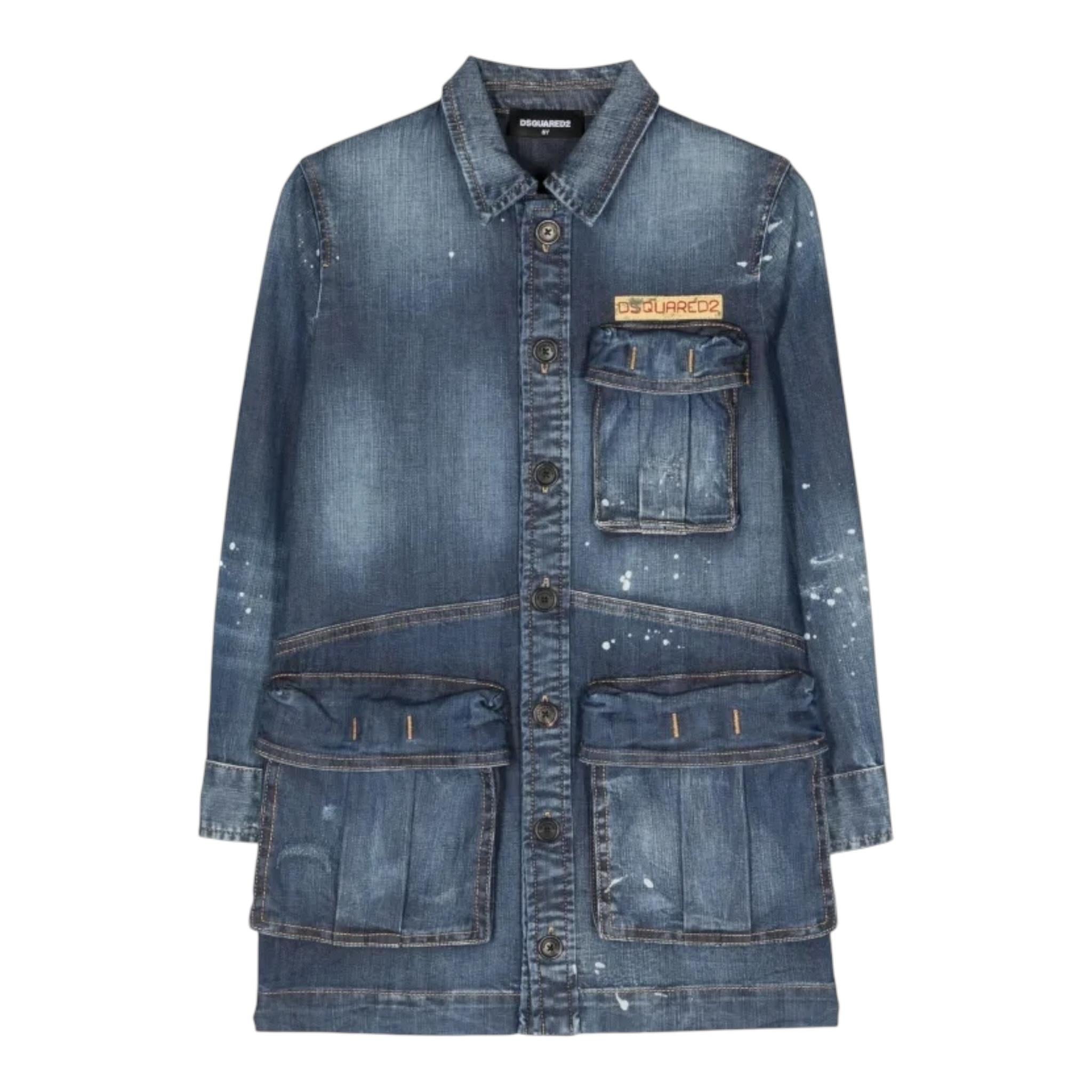 DSQUARED2 abito in denim tinta unita con bottoni Blu per Bambina DQ1894 BLU DSQUARED2 