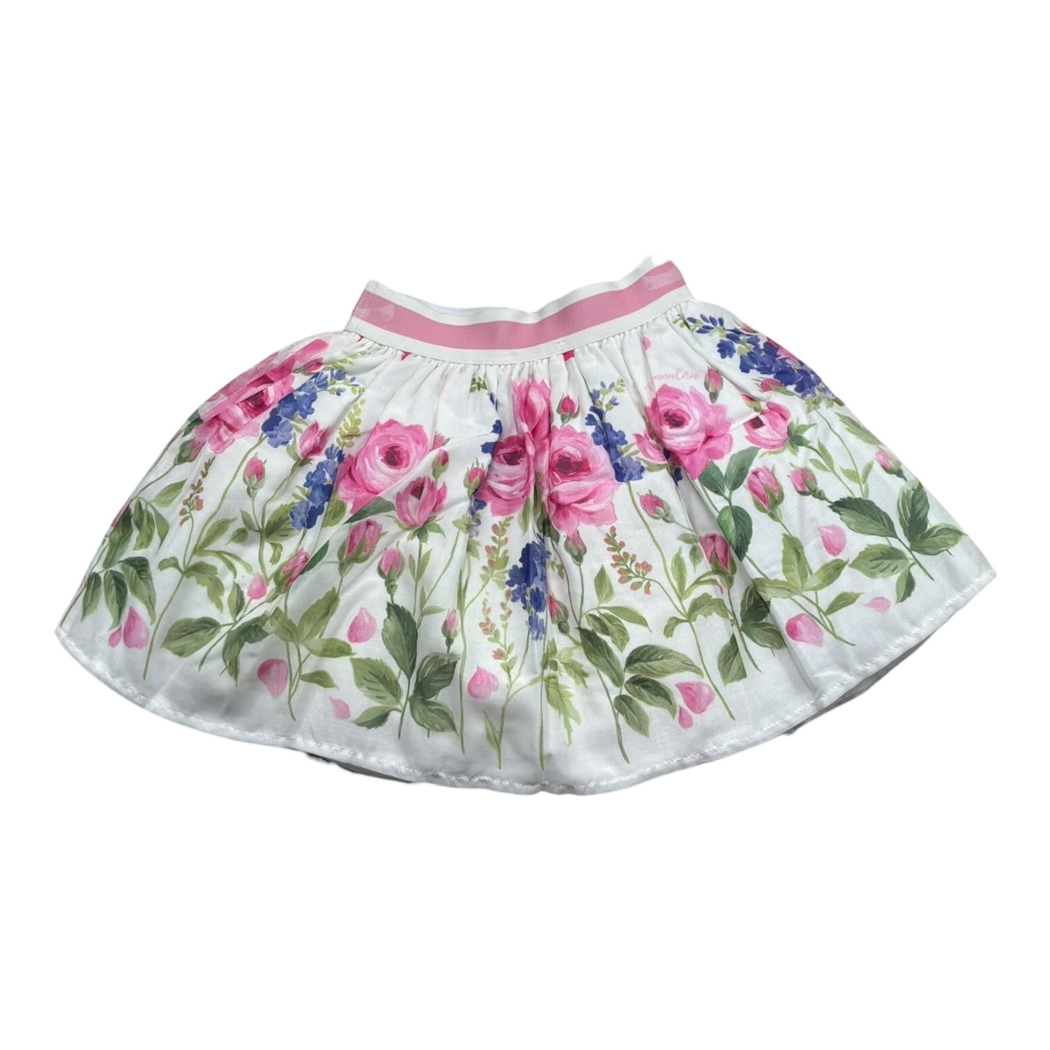 Monnalisa Gonna Tinta Unita con Fantasia per Bambina 11706 BIANCO MONNALISA 