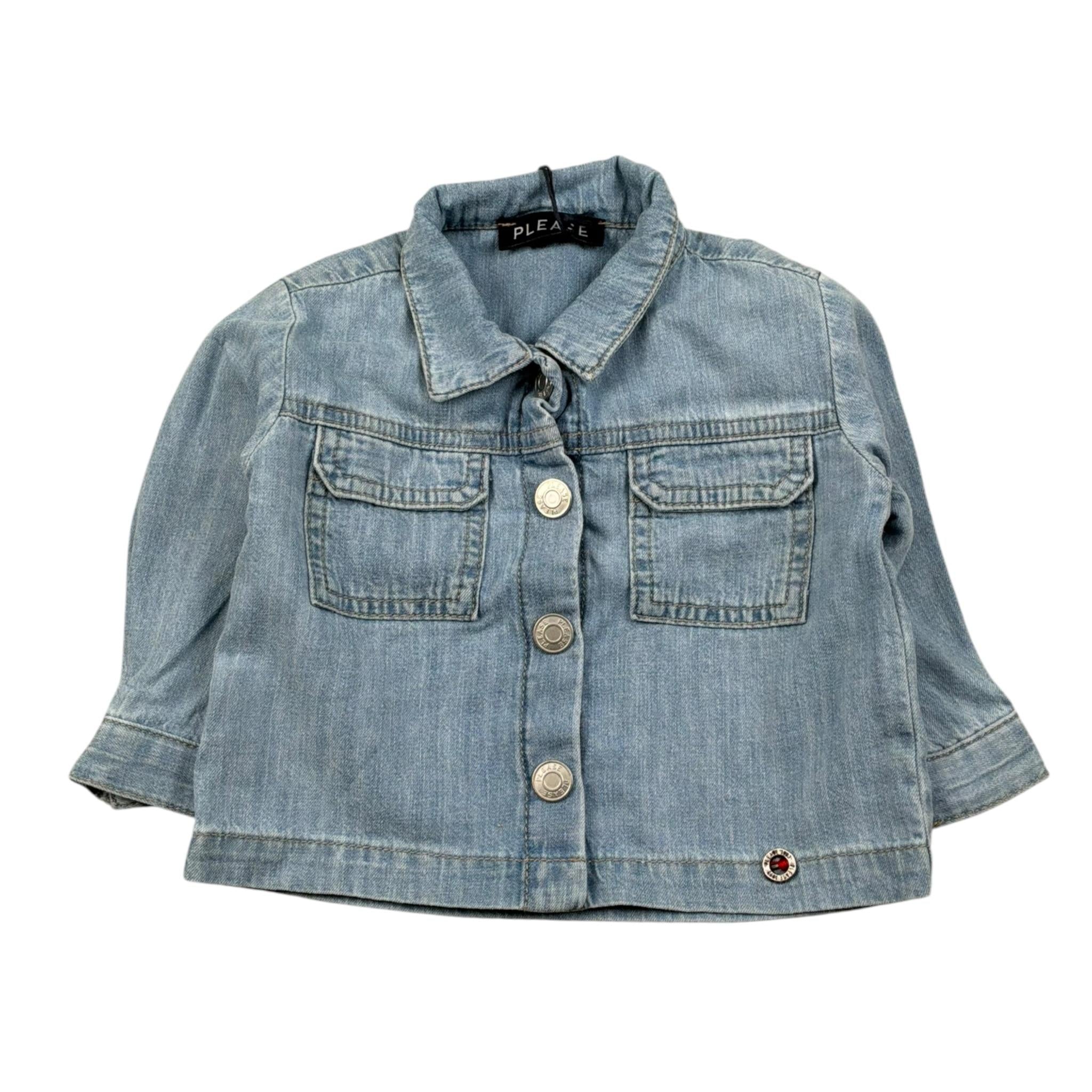 Please Camicia In Denim con Bottoni Tinta Unita per Neonato JB54010B71 AZZURRO PLEASE 