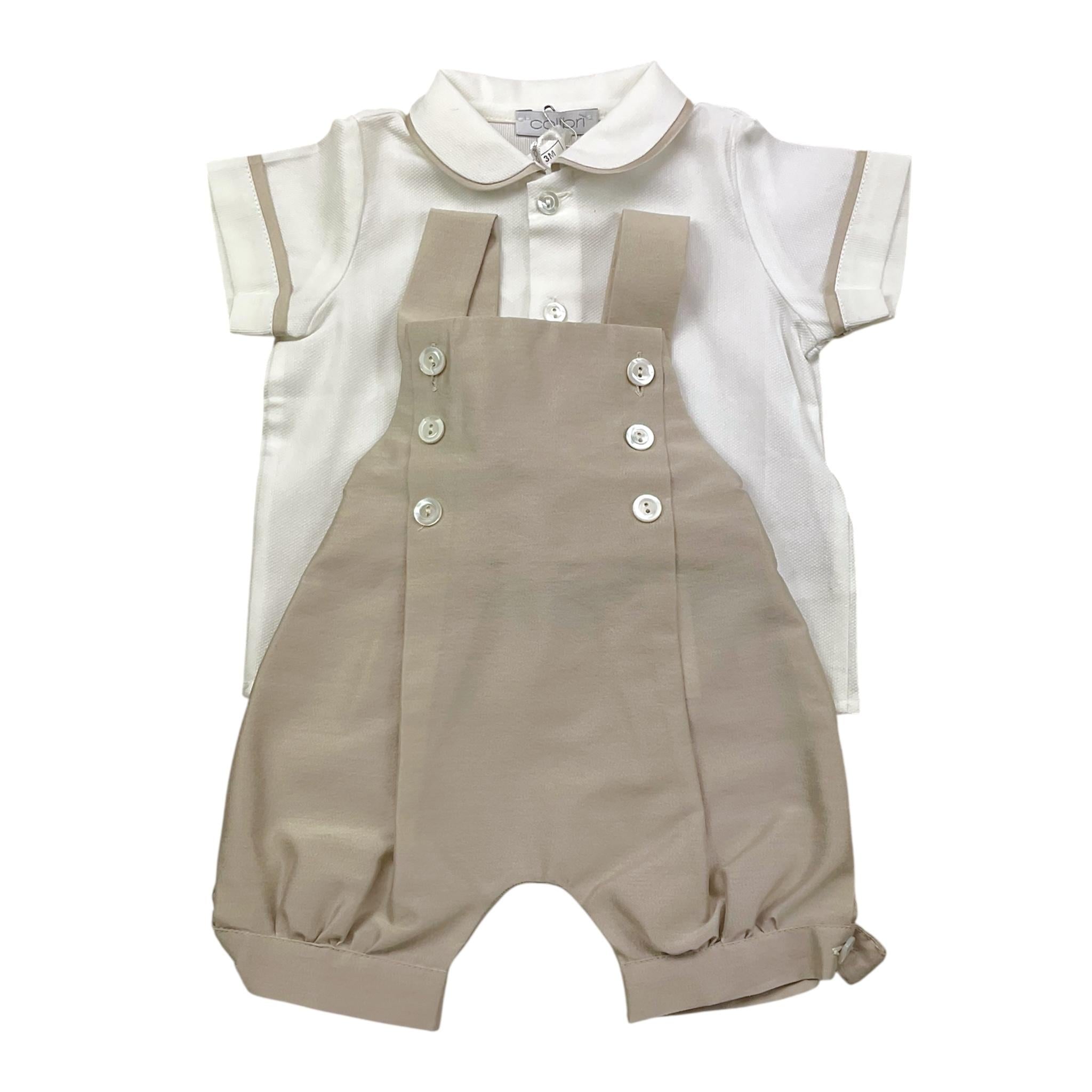 Colibri Completo 2 Pezzi Camicia-Salopette Bicolore per Neonato 2CCTCPP BIANCO/BEIGE COLIBRI 