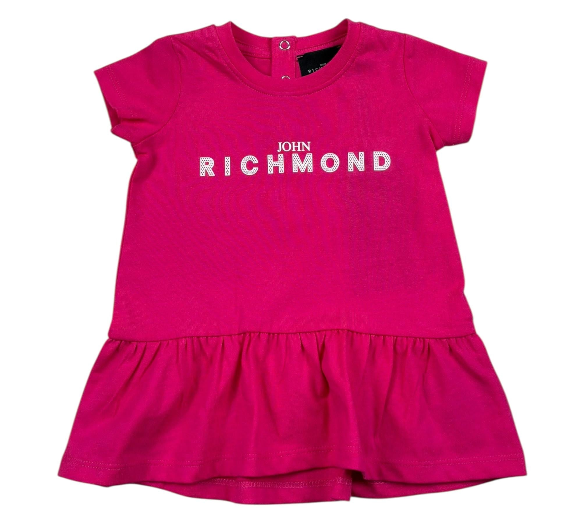 John Richmond Abito Mezza Manica Tinta Unita con Logo per Neonata RIP26034VE FUXIA JOHN RICHMOND 