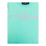 John Richmond Abito Tinta Unita con Logo Girocollo per Bambina RGP25008VE VERDE ACQUA JOHN RICHMOND 