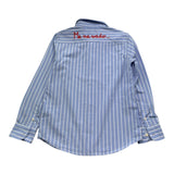 Saint Barth Camicia Manica Lunga Tinta Unita con Fantasia A Righe per Bambino 00946L AZZURRO SAINT BARTH 