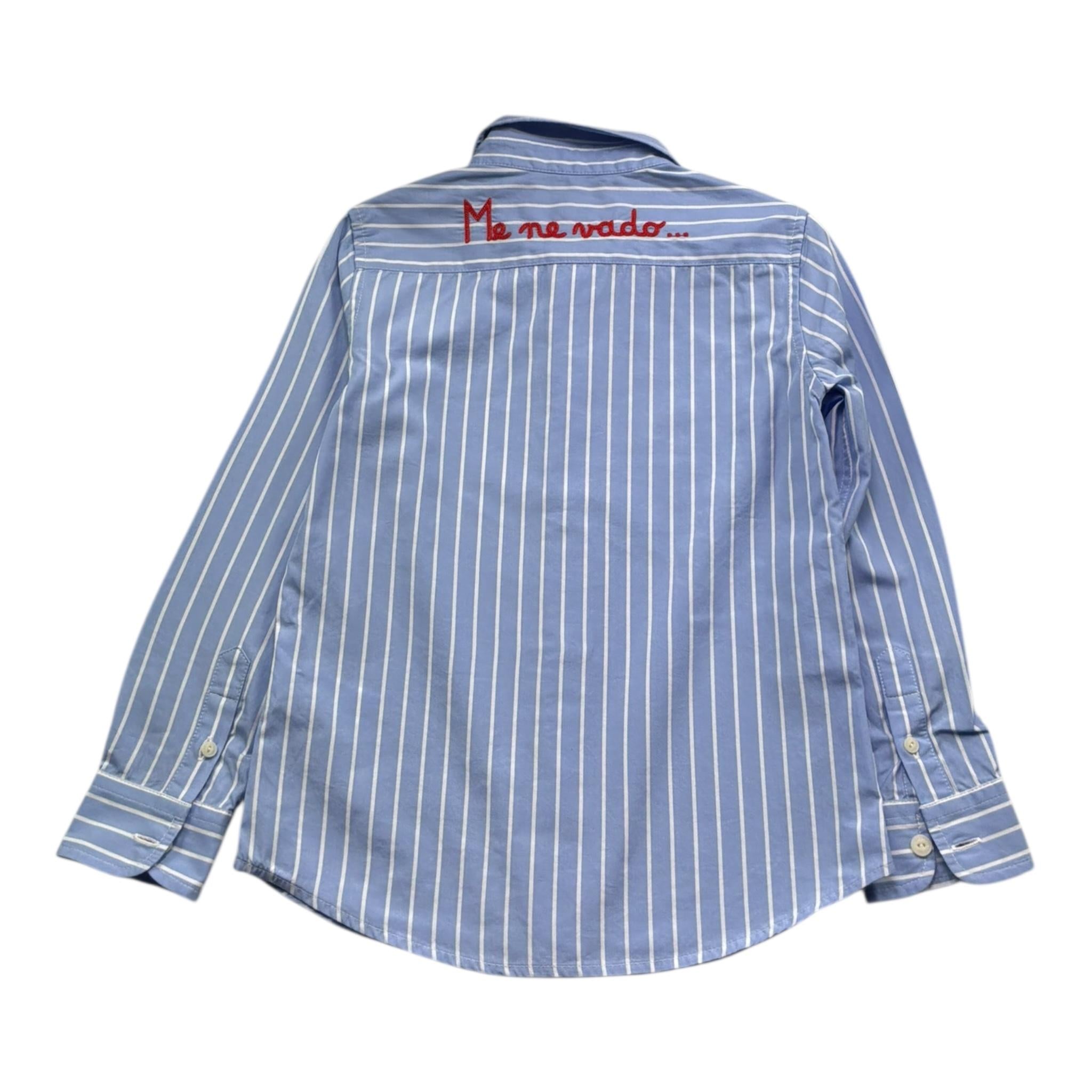 Saint Barth Camicia Manica Lunga Tinta Unita con Fantasia A Righe per Bambino 00946L AZZURRO SAINT BARTH 