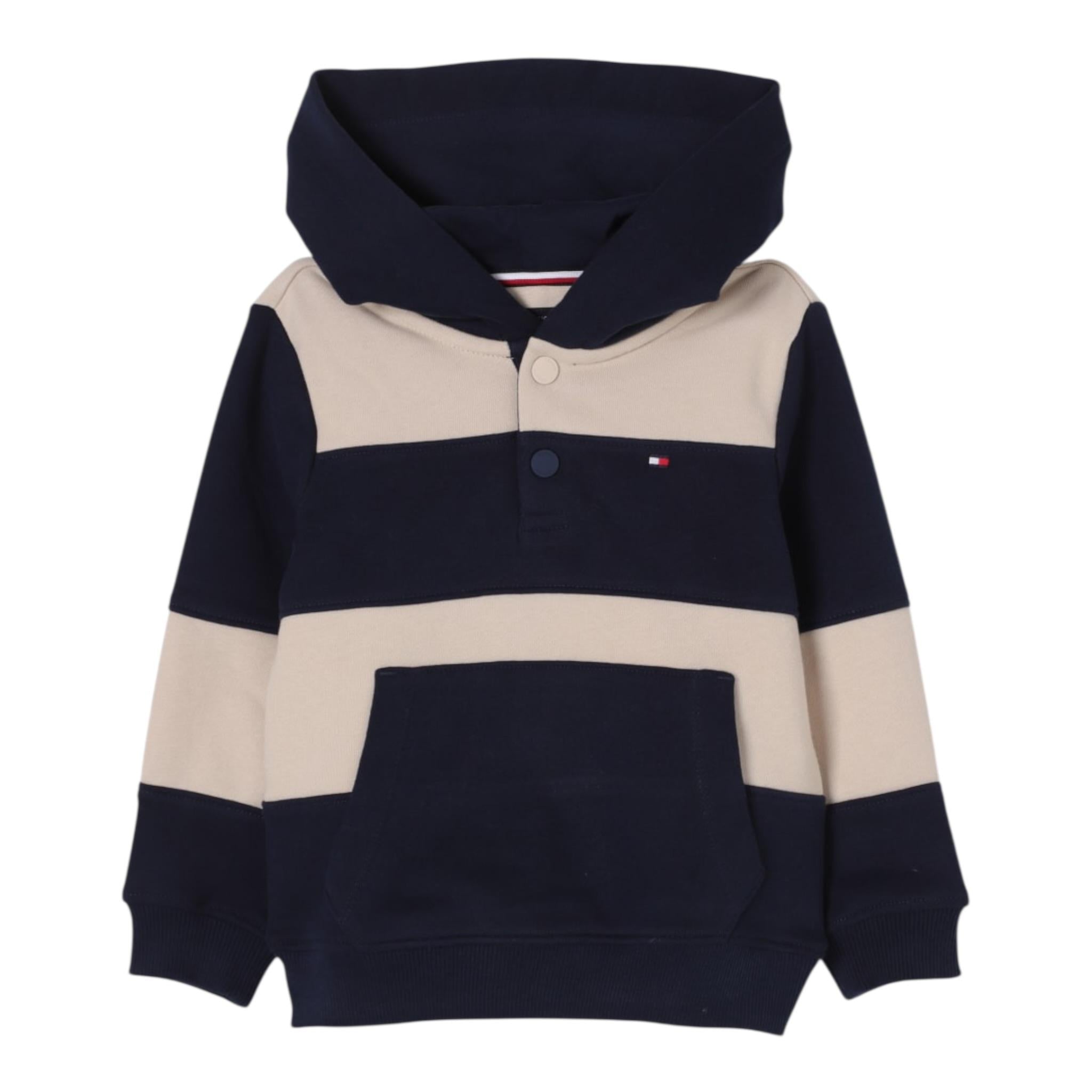 Tommy Hilfiger Felpa Bicolore con Cappuccio per Bambino KB0KB09313 BLU TOMMY HILFIGER 