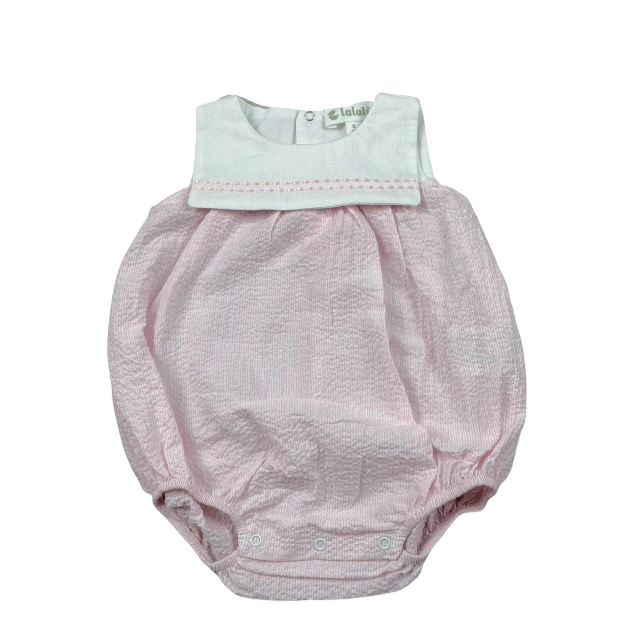 Lalalu' Pagliaccetto Bicolore Giromanica per Neonata PAL010P BIANCO/ROSA LALALU' 