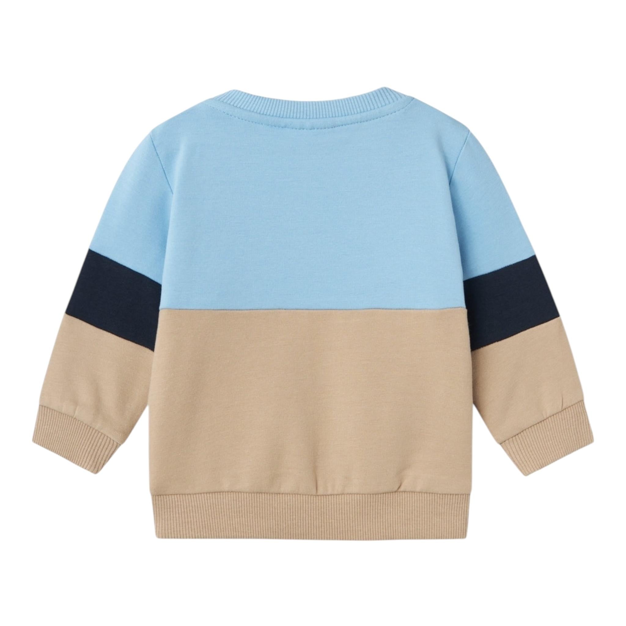 NAME.IT felpa chiusa bicolore girocollo con tasca Azzurro/beige per Neonato 13236280 AZZURRO/BEIGE NAME.IT 