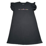 John Richmond Abito Mezza Manica Girocollo Tinta Unita con Stampa per Bambina RGP26023VE NERO JOHN RICHMOND 