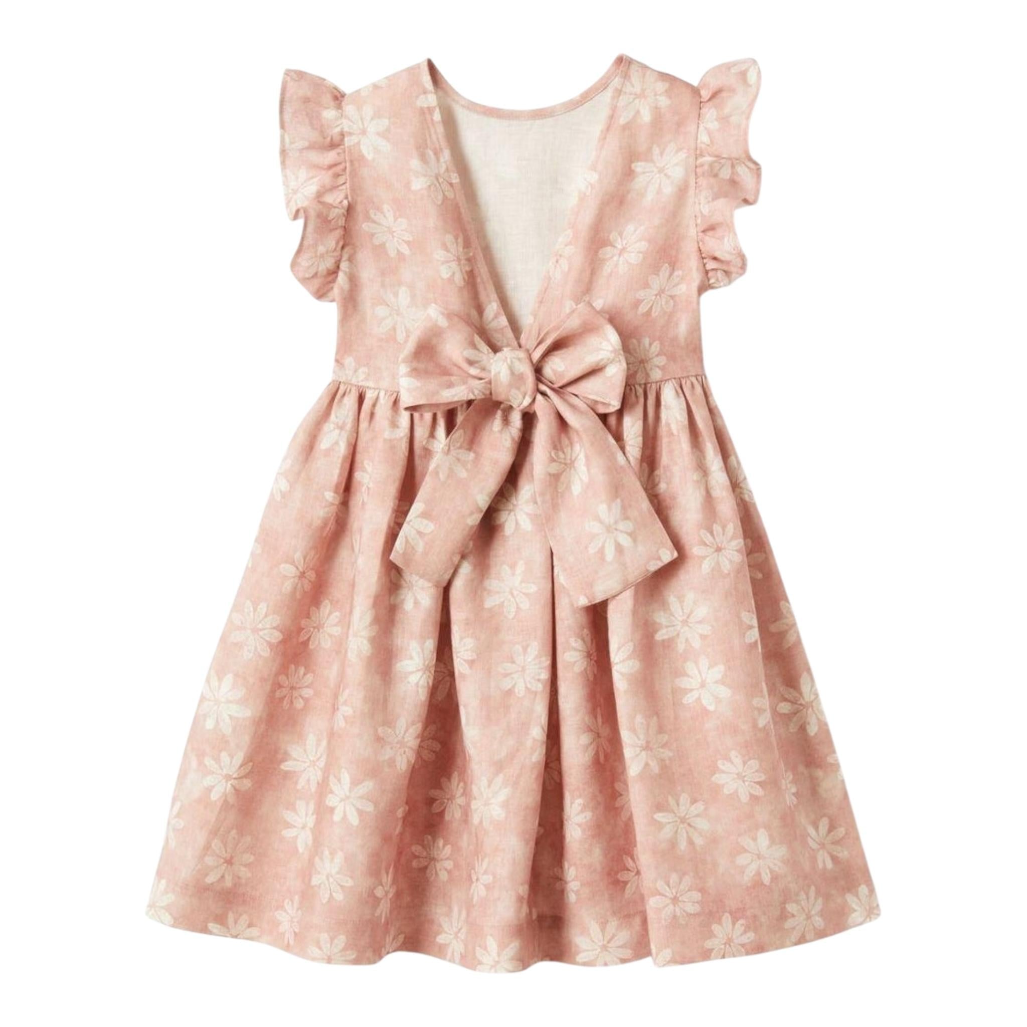 Il Gufo Abito Giromanica Tinta Unita con Fantasia Fiori per Bambina P25VM775L4002 ROSA IL GUFO 