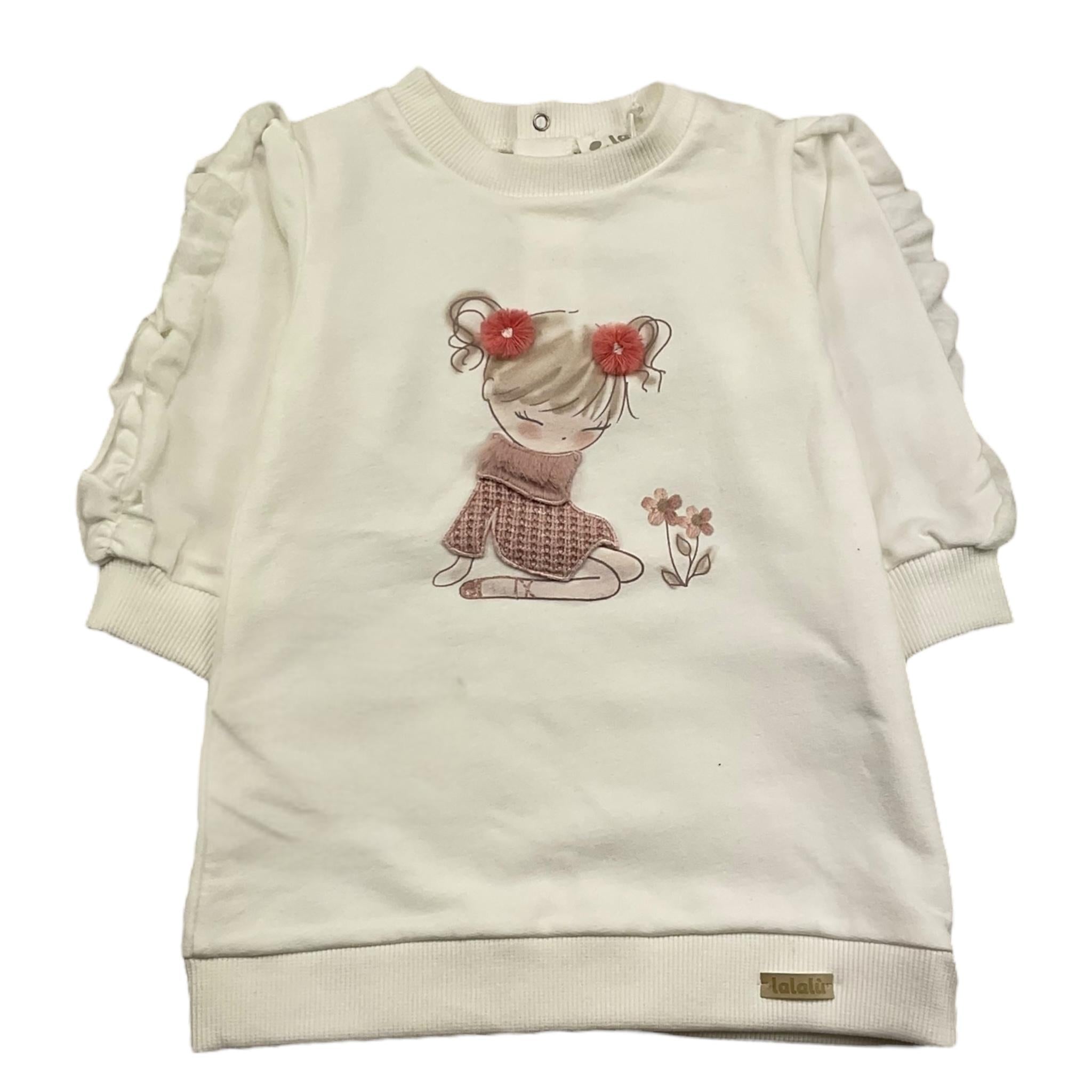 LALALU' abito girocollo tinta unita con stampa Bianco per Neonata VFL6N BIANCO LALALU' 