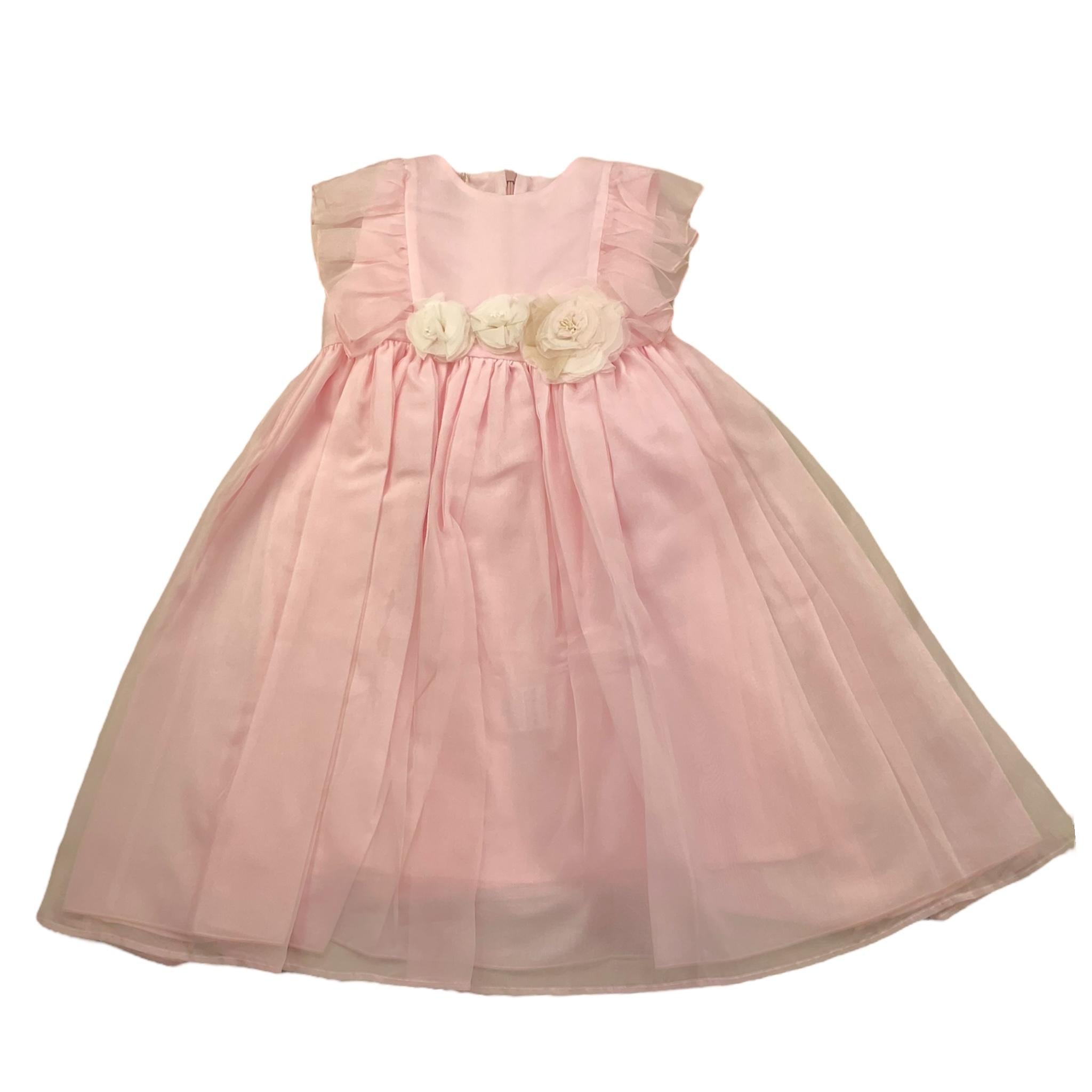 La Stupenderia Abito Giomanica Tinta Unita con Tulle Modello Cerimonia per Bambina CCAB74 ROSA LA STUPENDERIA 