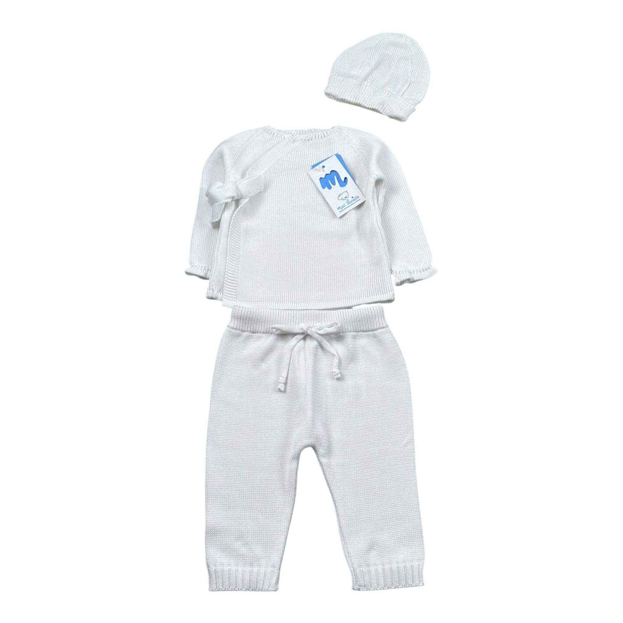 Mac Ilusio'N Completo 3 Pezzi Maglia-Pantalone-Cappello per Neonato BAS05V25 BIANCO MAC ILUSIO'N 