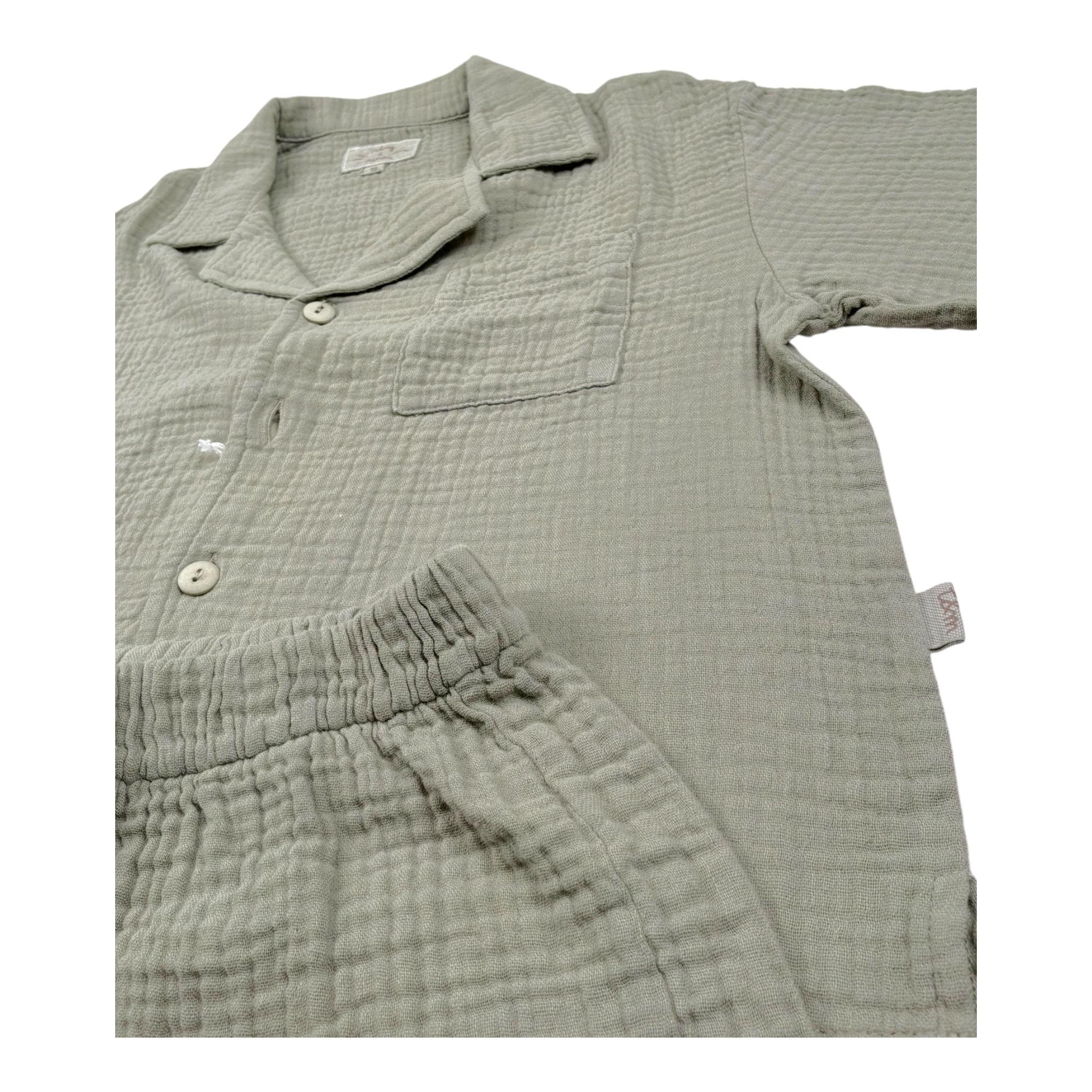 Teddy E Minou Completo 2 Pezzi Camicia-Bermuda Tinta Unita per Bambino E25CP075C6041J VERDE TEDDY E MINOU 