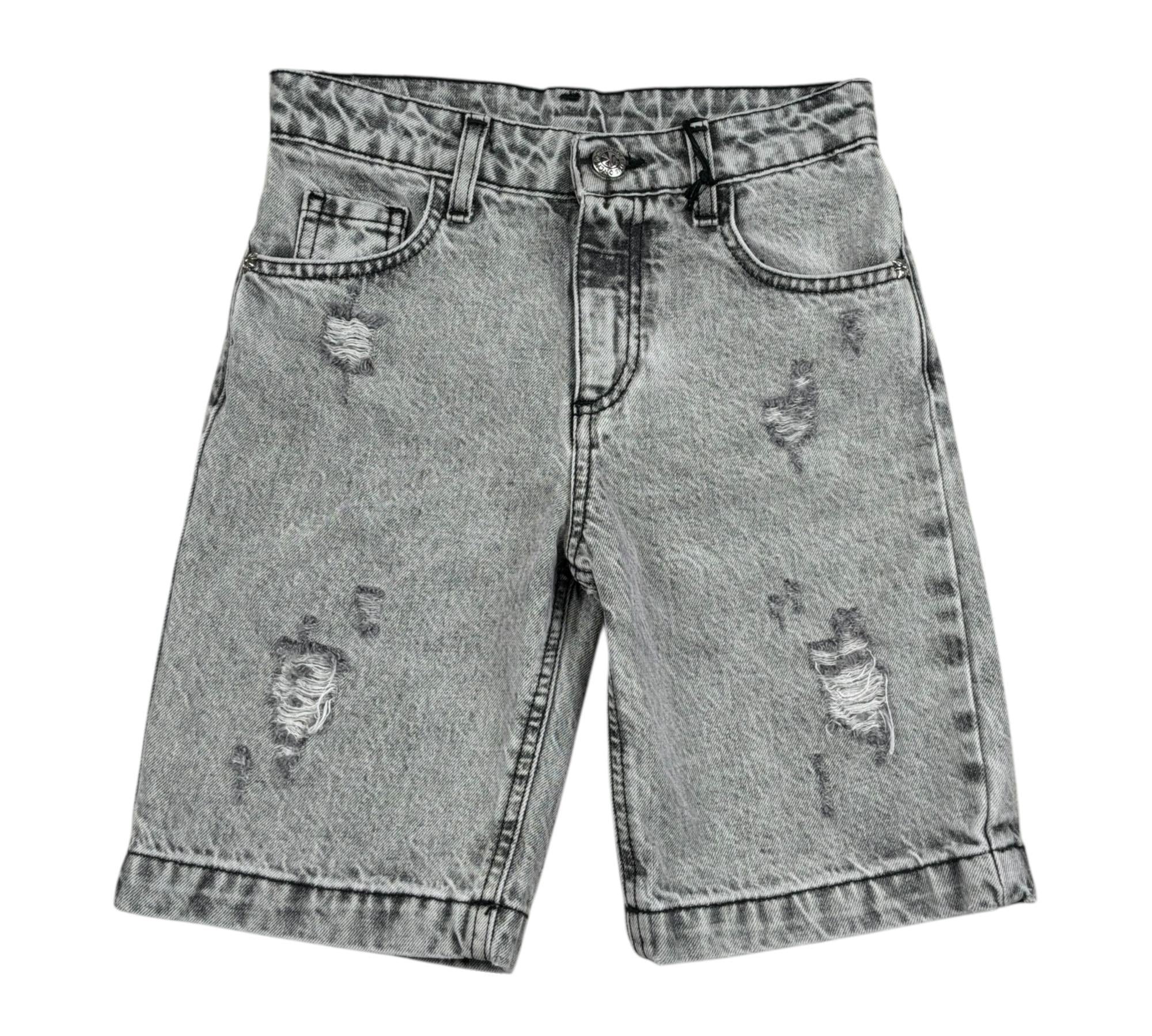 John Richmond Bermuda In Denim Tinta Unita con Girovita Regolabile per Bambino RBP26093BE GRIGIO JOHN RICHMOND 