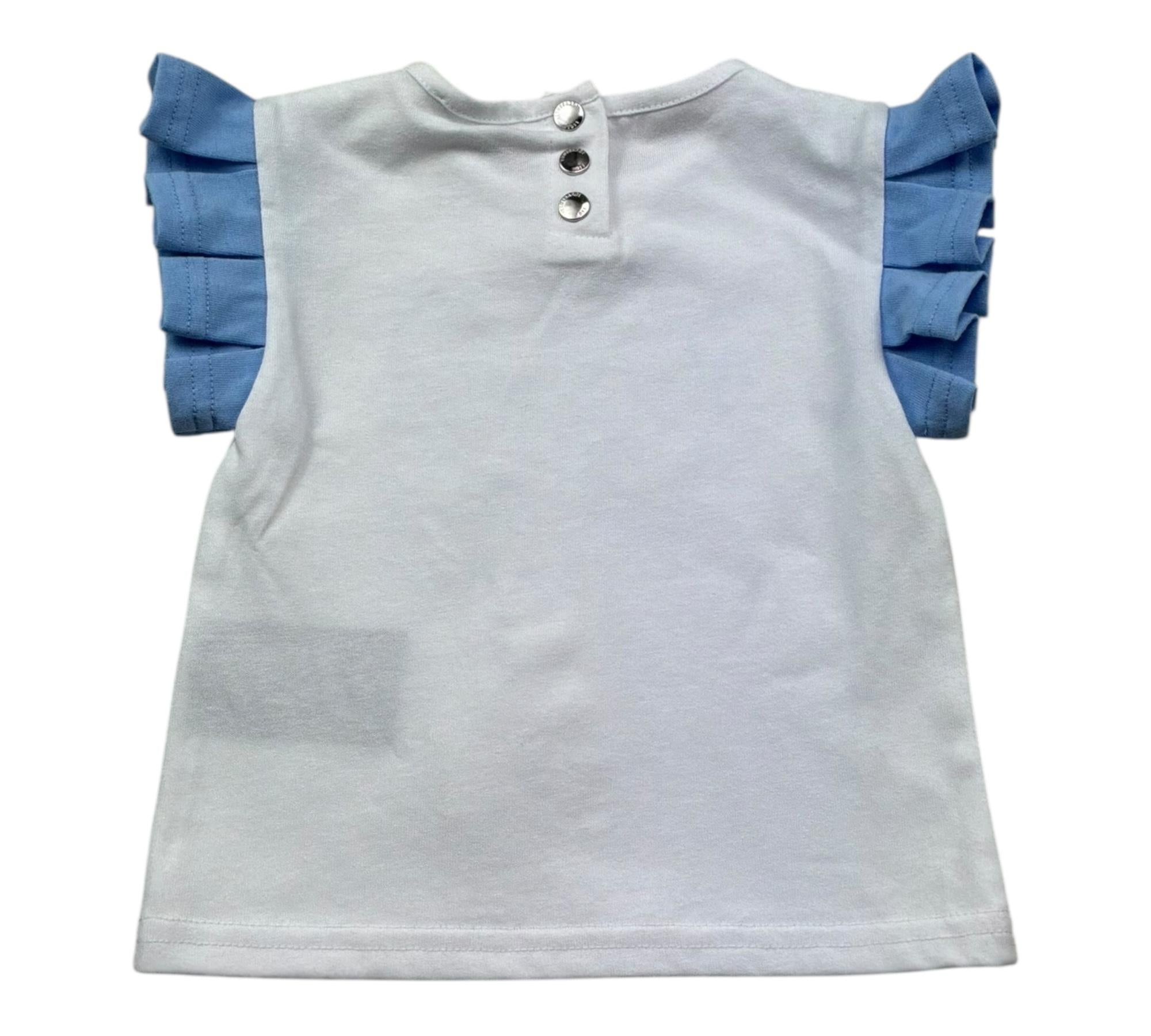 Trussardi T-Shirt Girocollo Tinta Unita con Maniche In Contrasto per Neonata TIP26128TS BIANCO TRUSSARDI 