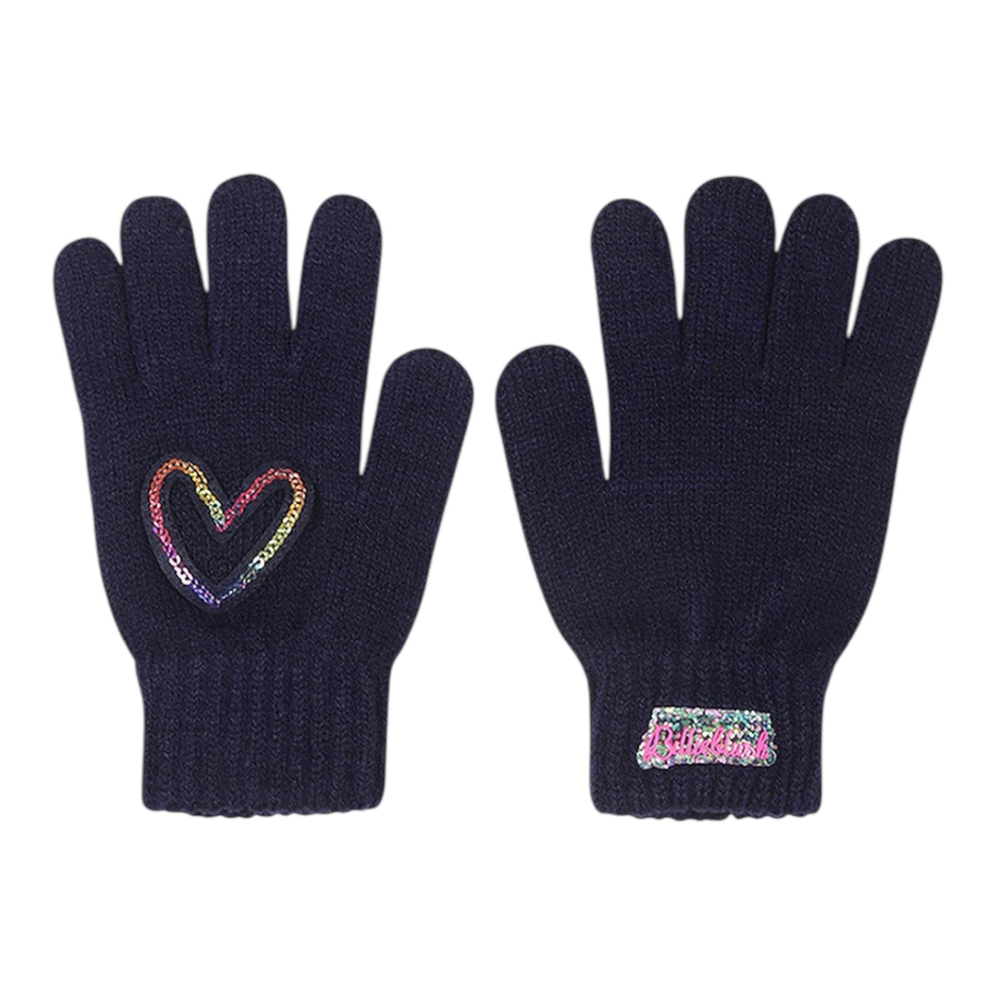 BillIEBLUSH guanti tinta unita con pailettes Blu per Bambina U20593 BLU BillIEBLUSH 