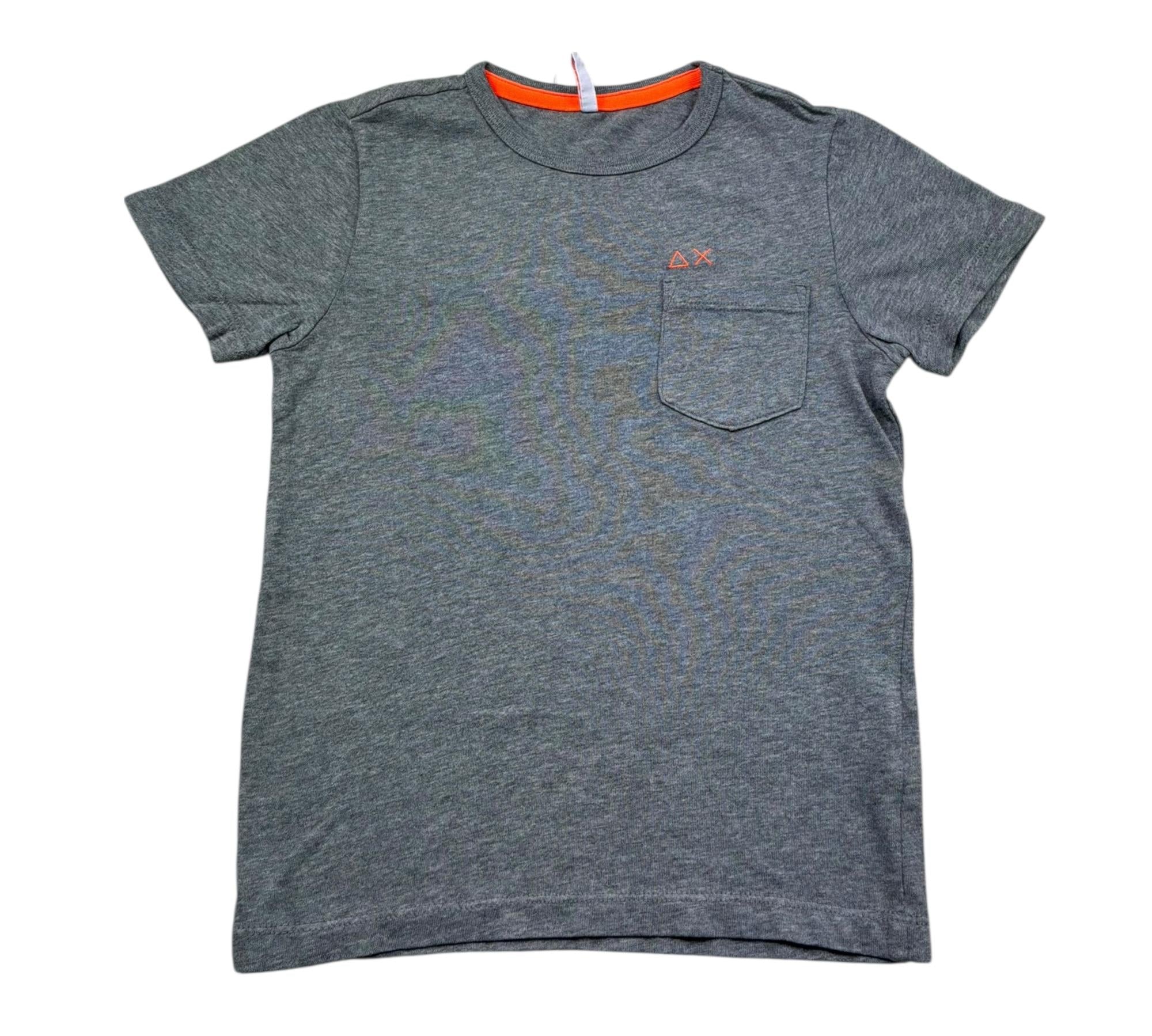 Sun68 T-Shirt Girocollo Tinta Unita con Taschino per Bambino T31301 GRIGIO SUN68 
