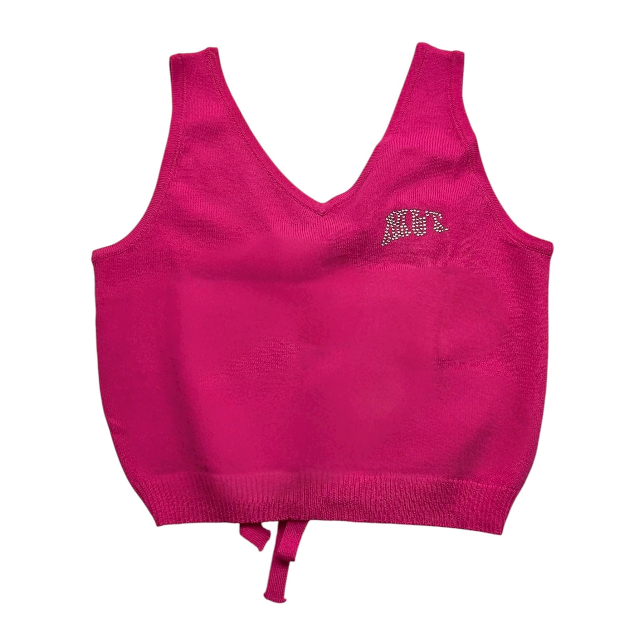 Met Top Tinta Unita con Brillantini per Bambina ME264 FUXIA MET 