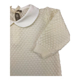 LITTLE BEAR tutina manica lunga tinta unita con colletto in contrasto Panna per Neonata 9101X PANNA LITTLE BEAR 