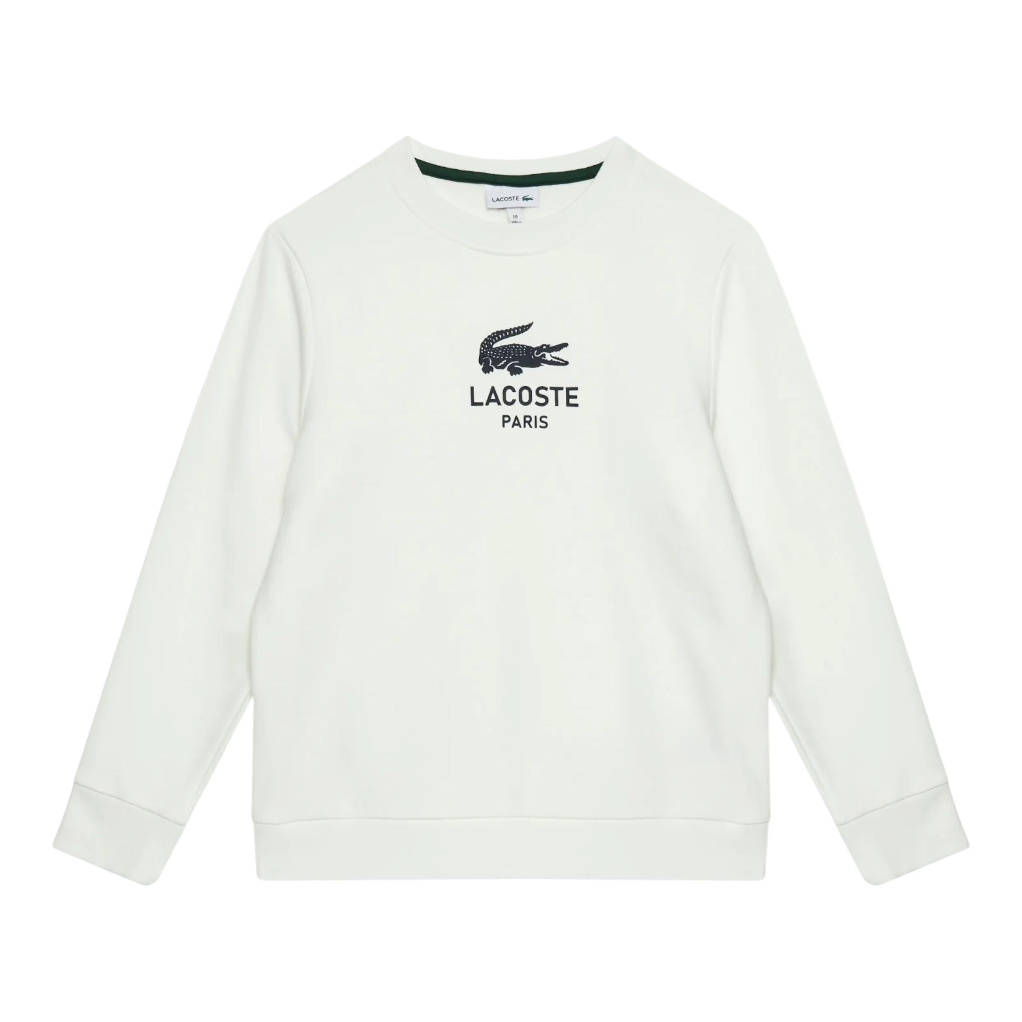 LACOSTE felpa chiusa girocollo tinta unita cn logo Panna per Bambino SJ3005 PANNA LACOSTE 