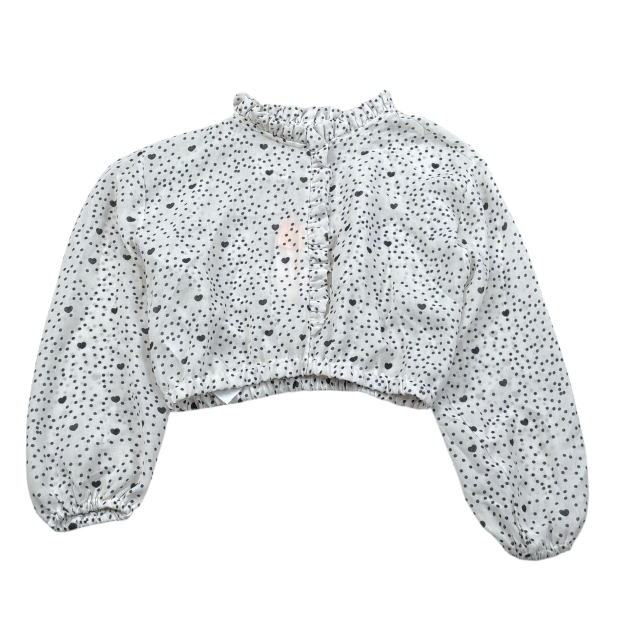 Please Camicia Tinta Unita con Fantasia per Bambina CL13364G73 PANNA PLEASE 