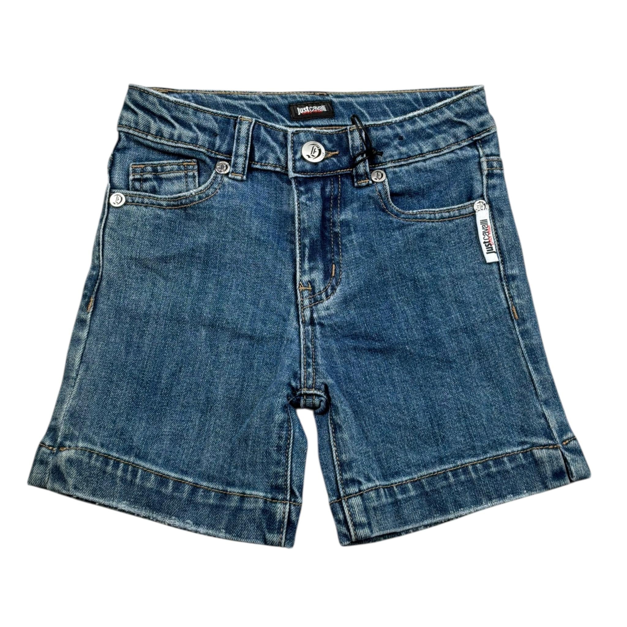 Just Cavalli Bermuda In Denim Tinta Unita con Girovita Regolabile per Neonato JIP26099BE BLU JUST CAVALLI 