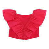 Monnalisa Top Giromanica tinta unita con Rouches Rosso per Neonata 17A300 ROSSO MONNALISA 