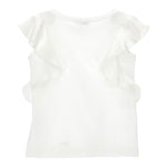 Monnalisa Canotta Tinta Unita con Balze per Bambina 17E601 BIANCO MONNALISA 