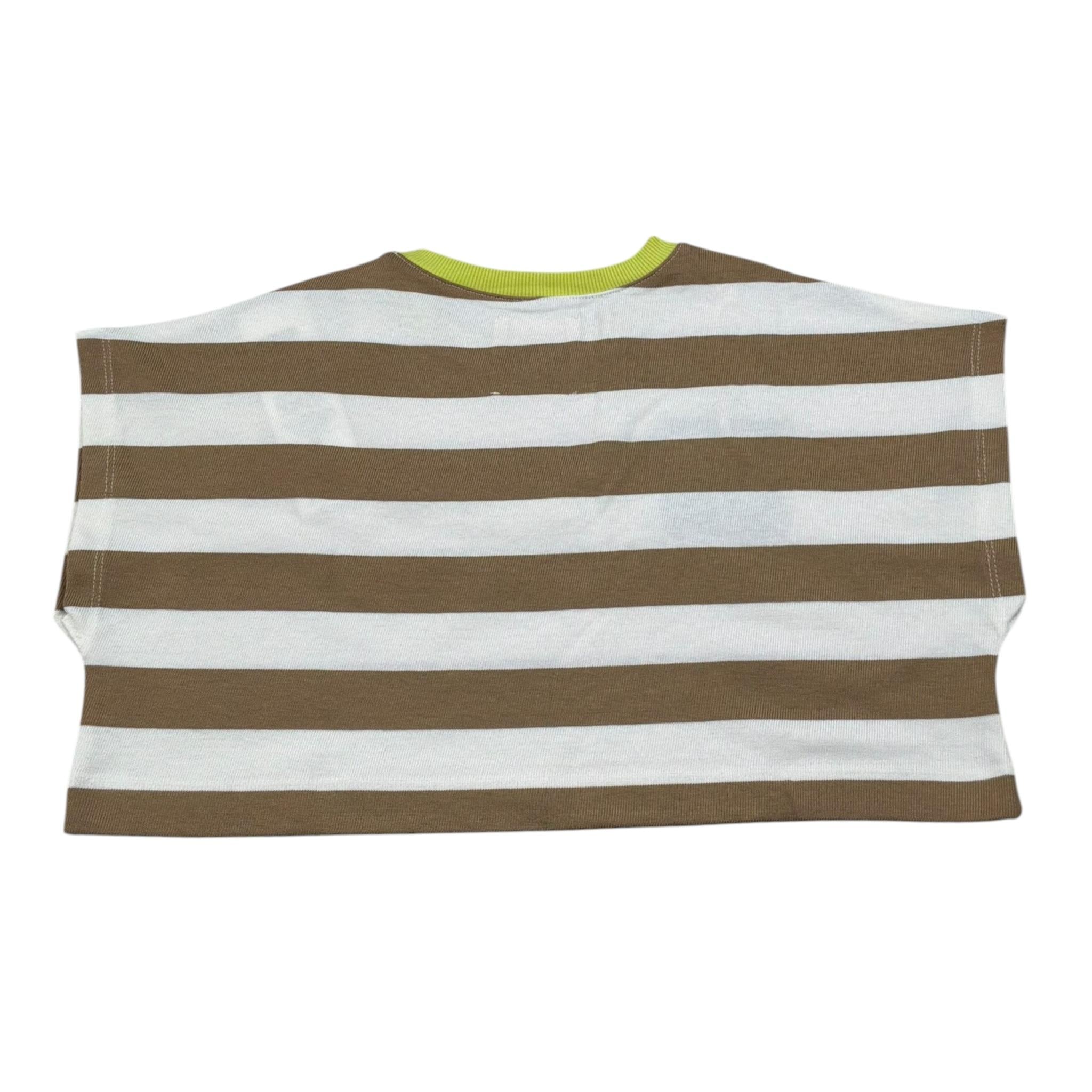 Dou Dou T-Shirt Girocollo Bicolore con Fantasia A Righe per Bambina DW8A21XX PANNA/BEIGE DOU DOU 