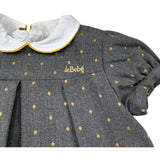 Le Bebe Abito Mezza Manica Tinta Unita con Colletto per Bambina LBG0424J GRIGIO LE BEBE 