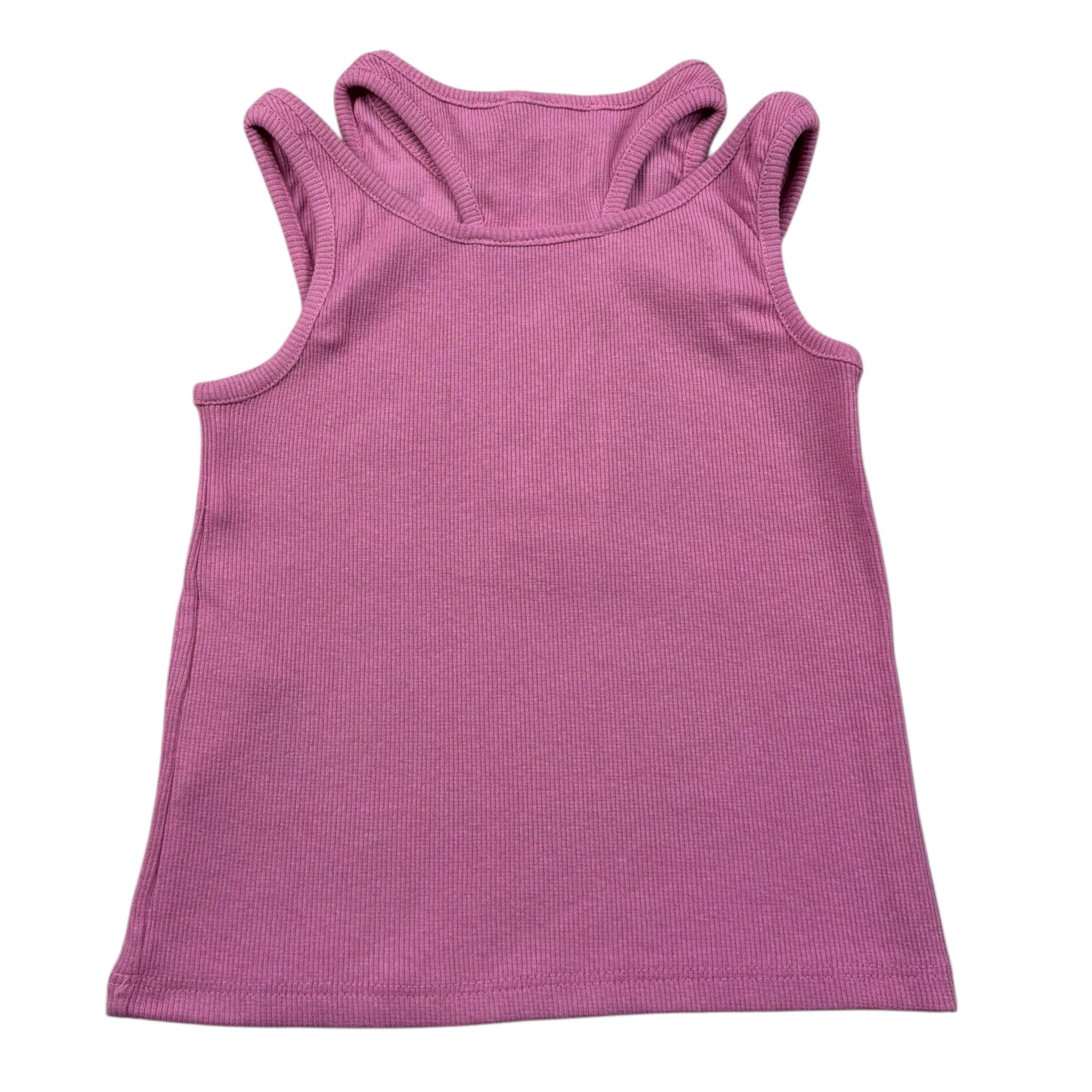 Please Canotta Tinta Unita A Costine per Bambina M019072G72 ROSA PLEASE 