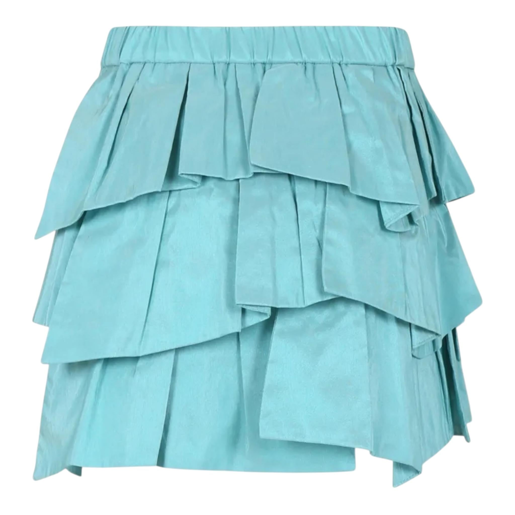 DOU DOU gonna tinta unita con balze ed elastico in vita Azzurro per Bambina DV7A91X AZZURRO DOU DOU 