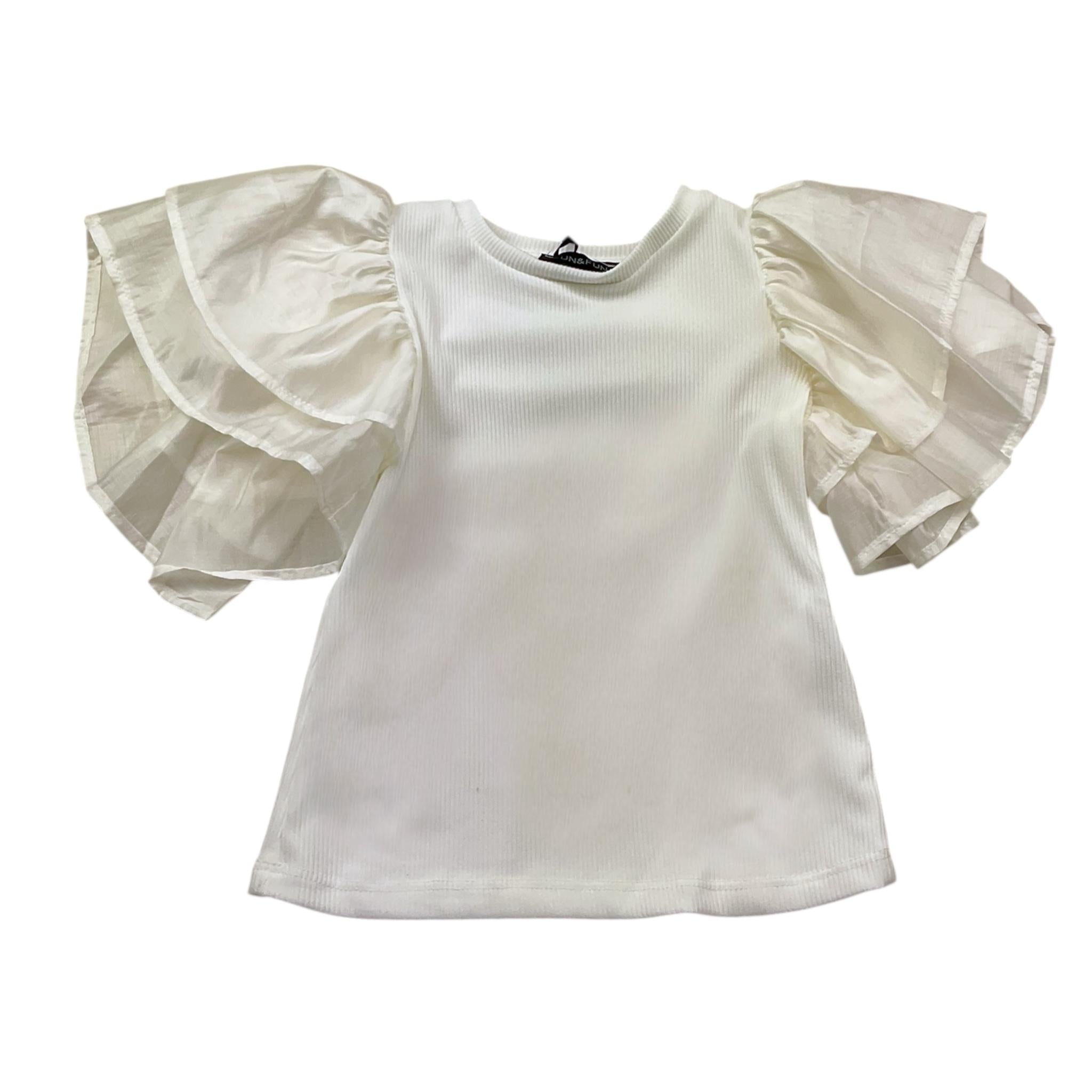 Fun & Fun T-Shirt Gircollo Tinta Unita per Neonata FBTS01325N BIANCO FUN & FUN 