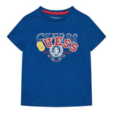 Guess T-Shirt Girocollo Tinta Unita con Stampa per Neonato N5RI00K8HM4X BLU GUESS 